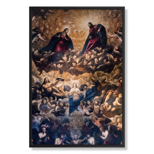 Jacopo Tintoretto – Gloria del Paradiso, 80×120 cm, canvas in zwarte floating frame (Tijdloze Meesterwerken – het goddelijke)