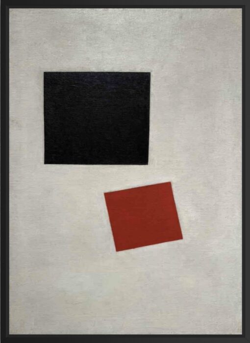 Kazimir Malevitsj – Black Square and Red Square (1915), canvasprint in zwarte zwevende lijst