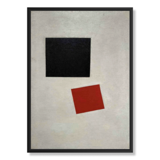 Kazimir Malevitsj – Black Square and Red Square (1915), canvasprint in zwarte zwevende lijst