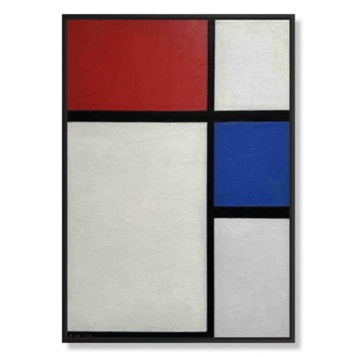 Piet Mondrian – Composition No. II with Red and Blue (1929), canvasprint in zwarte zwevende lijst