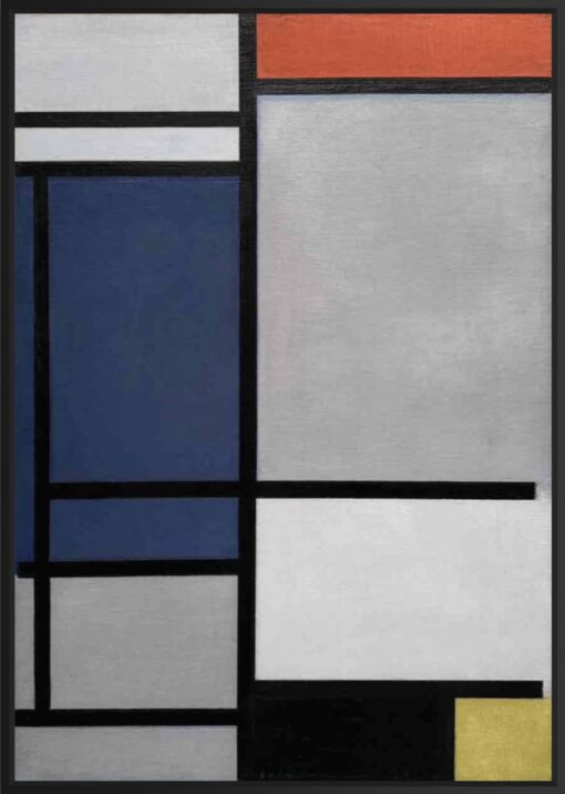 Piet Mondrian – Composition with Red, Blue, Black, Yellow and Gray (1921), canvasprint in zwarte zwevende lijst
