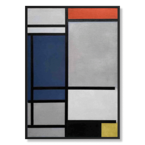 Piet Mondrian – Composition with Red, Blue, Black, Yellow and Gray (1921), canvasprint in zwarte zwevende lijst