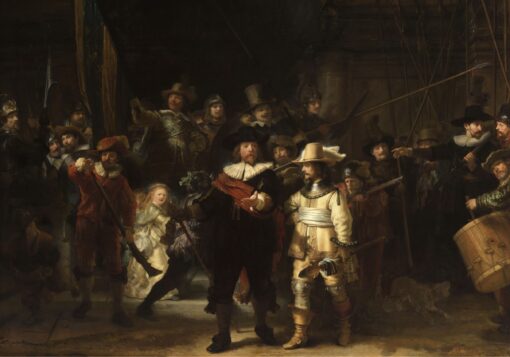 Rembrandt – The Night Watch, canvasprint op spielramen
