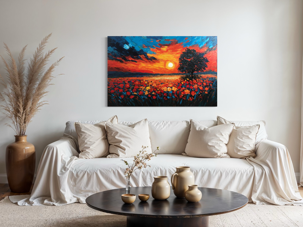 Een landschapsschilderij in impastotechniek