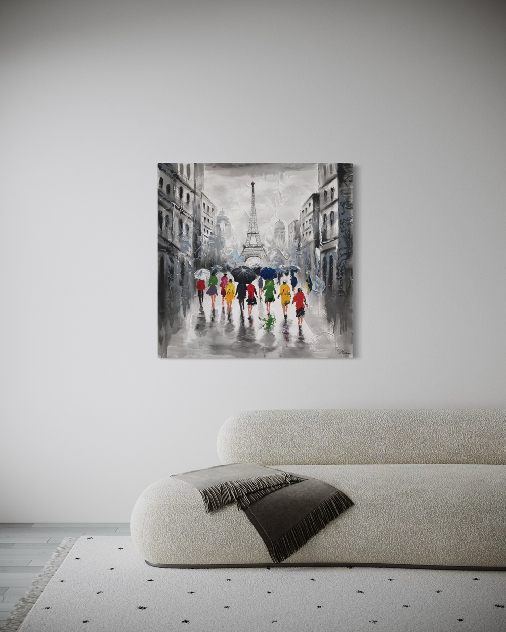 Een schilderij met de Eiffeltoren